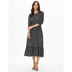 Dunnes‎ Stores St Bernard Midi Dress Womens Medium Black White Abstract Print